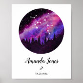 Roze constellatie Sagittarius Horoscope Sign Gift Poster (Voorkant)