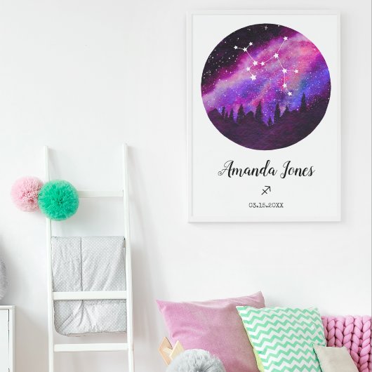 Roze constellatie Sagittarius Horoscope Sign Gift Poster