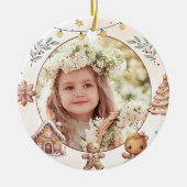 Roze Cookie Kerstfeest foto Keramisch Ornament (Voorkant)