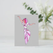 Roze coole danseres meisje met roze haar briefkaart (Staand voorkant)