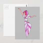 Roze coole danseres meisje met roze haar briefkaart (Voorkant / Achterkant)
