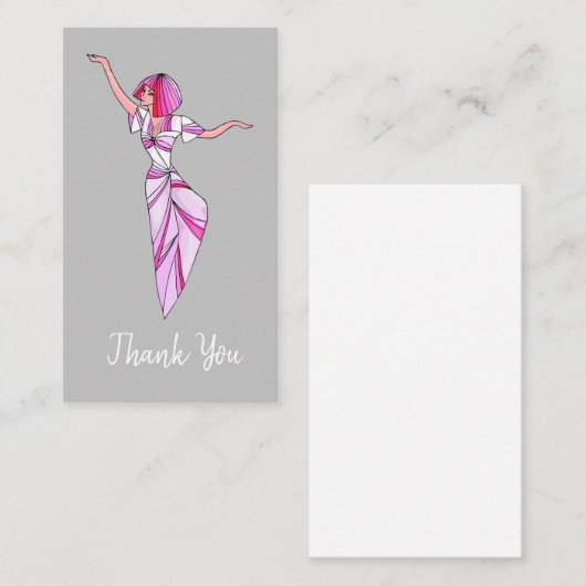 Roze coole danseres meisje met roze haar notitiekaartje (Voorkant / Achterkant)