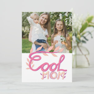 Roze Coole Moeder Hand Lettering Moederdag Foto Feestdagenkaart