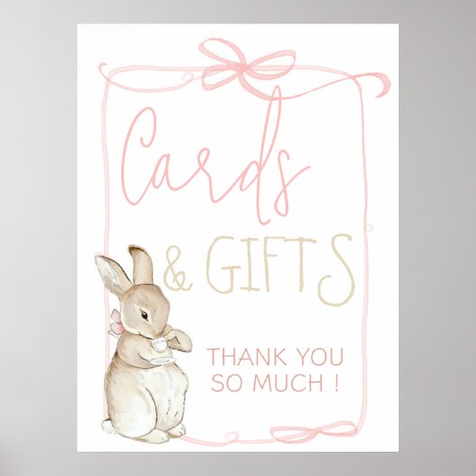 Roze Coquett Peter het Konijn Verjaardagskaarten C Poster (Voorkant)