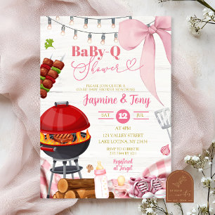 Roze Coquette Achtertuin BabyQ Baby Shower Kaart