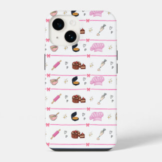 Roze Coquette Bakpatroon Pastelkleurige Keukenlief iPhone 14 Hoesje
