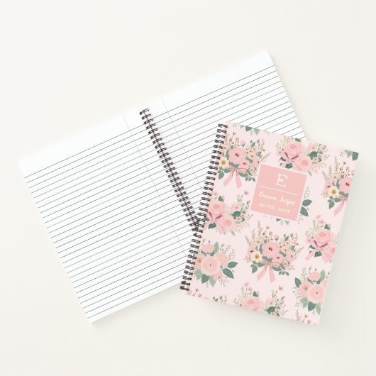 Roze Coquette Bloemen Bogen Esthetische Bloem Notitieboek (Binnen)