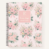  Roze Coquette Bloemen Bogen Esthetische Bloem Notitieboek (Voorkant)