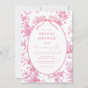 Roze Coquette Bloemendessin Bruiloftfeest Kaart