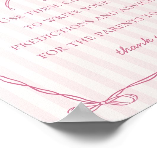 Roze Coquette Boog Advies voor Baby shower Game Poster (Hoek)