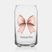 Roze Coquette Boog met Naam Blikvorm Glas (Voorkant)