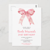 Roze Coquette Boog Verjaardagsfeest Briefkaart (Voorkant / Achterkant)