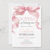 Roze Coquette Boog Verjaardagsfeest Kaart (Voorkant)