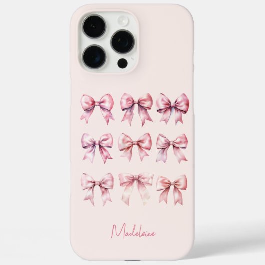 Roze Coquette Bow Aangepaste naam Case-Mate iPhone Case (Achterkant)