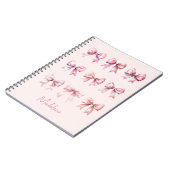 Roze Coquette Bow Aangepaste naam Notitieboek (Linkerzijde)