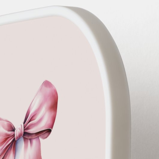 Roze Coquette Bow Aangepaste naam Pickleball Paddle (Links Detail)