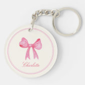 Roze Coquette Bow Acryl Sleutelhanger (Achterkant)
