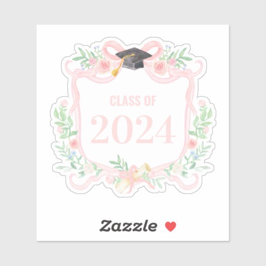 Roze Coquette Bow | Afstuderen Jaar Crest Sticker (Vel)
