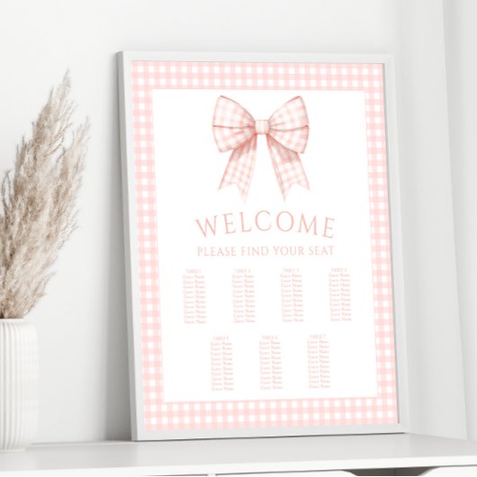 Roze Coquette Bow Baby Meisje Douche Zitting Grafi Poster