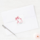 Roze Coquette Bow Baby shower Bedankt Vierkante Sticker (Envelop)