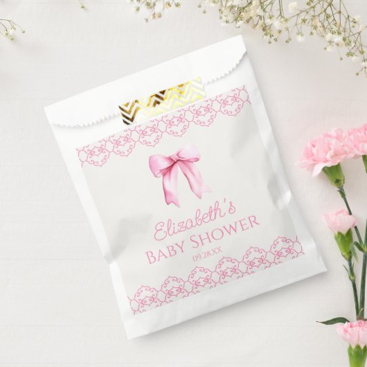 Roze Coquette Bow Baby shower Bedankzakje (Gezegeld)