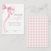Roze Coquette Bow Baby shower Luier Raffle Ticket Informatiekaartje (Voorkant / Achterkant)