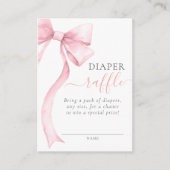 Roze Coquette Bow Baby shower Luier Raffle Ticket Informatiekaartje (Voorkant)