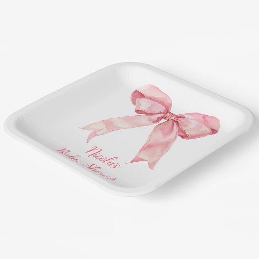 Roze Coquette Bow Baby shower Papieren Bordje (Gebogen)