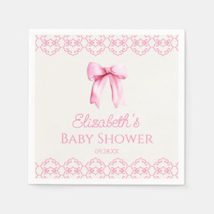Roze Coquette Bow Baby shower Servet