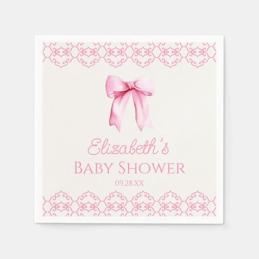 Roze Coquette Bow Baby shower Servet (Voorkant)