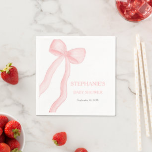 Roze Coquette Bow Baby shower Servet