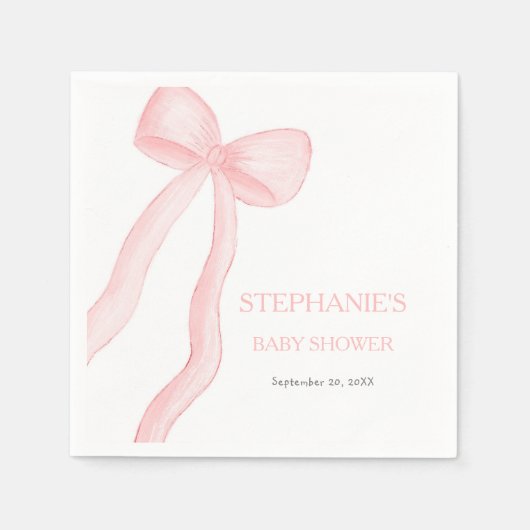 Roze Coquette Bow Baby shower Servet (Voorkant)