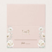 Roze Coquette Bow Bloemen Trouwtafel Nummer Kaart (Buitenkant ongevouwen)