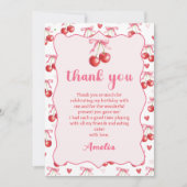 Roze Coquette Bow Cherry Verjaardag Bedankt Card (Voorkant)