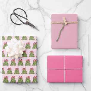 Roze Coquette Bow Christmas Tree Wrapping Paper