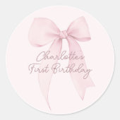 Roze Coquette Bow Custom Ronde Sticker (Voorkant)
