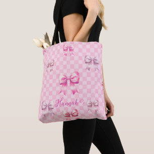 Roze Coquette Bow dambord Draagtas
