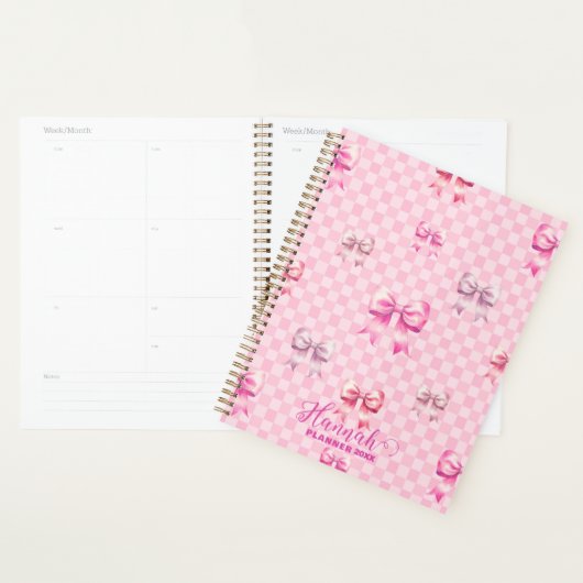 Roze Coquette Bow dambord Planner (Display)