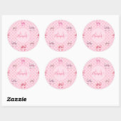 Roze Coquette Bow dambord Ronde Sticker (Vel)