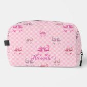 Roze Coquette Bow dambord Toilettasje (Voorkant)