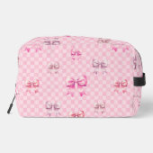 Roze Coquette Bow dambord Toilettasje (Achterkant)