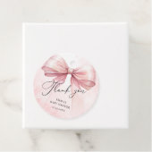 Roze Coquette Bow Dank u Baby shower Bedankjes Labels (In situ)