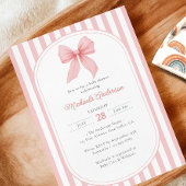 Roze Coquette Bow Gestreept Meisje Baby shower Kaart