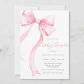 Roze Coquette Bow Gingham Girl Baby shower Kaart (Voorkant)