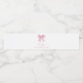 Roze Coquette Bow Girl Verjaardag Waterfles Etiket (Enkel label)