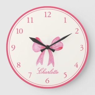 Roze Coquette Bow Grote Klok