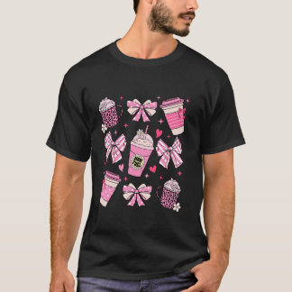 Roze Coquette Bow Mama Mom Fuel Mama heeft koffie  T-shirt