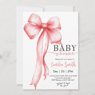 Roze Coquette Bow meisje Baby shower Kaart