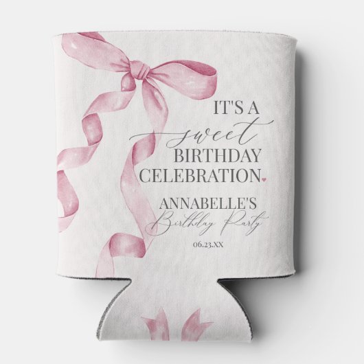 Roze Coquette Bow Meisje Verjaardagsfeestgunsten Blikjeskoeler (Achterkant)