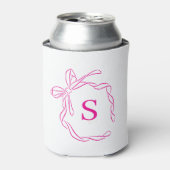 Roze Coquette Bow Monogram Blikjeskoeler (Blikje Voorkant)